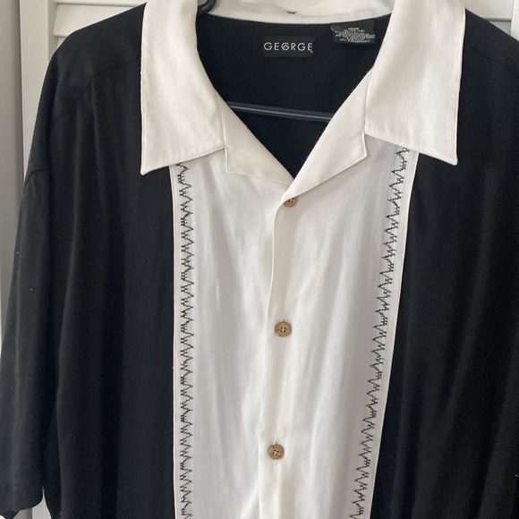 MENS GUAYABERA SHIRT , BLACK WITH WHITE STRIPE XL - Picture 10 of 10